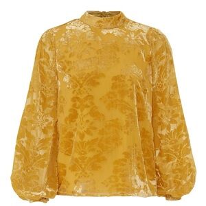 Anthropologie blouse Yumi Kim size small gold velvet burnout